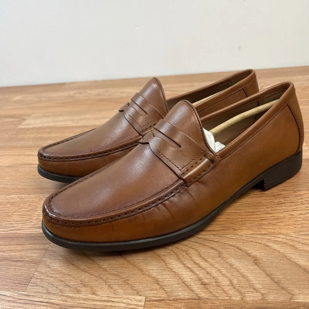 Peter Huber‎ Austin Penny Loafer in Cognac Men's Size 9.5 Leather NEW